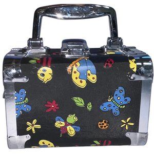 Vintage RARE Chateau Trunk Box Purse -butterflies & flowers in primary colors
